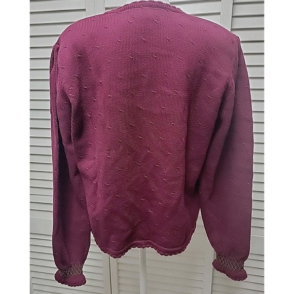 Vtg Charter Club Jane Justin SZ L 100% Cotton Sweater Purple Maroon Embroidered - Picture 6 of 10